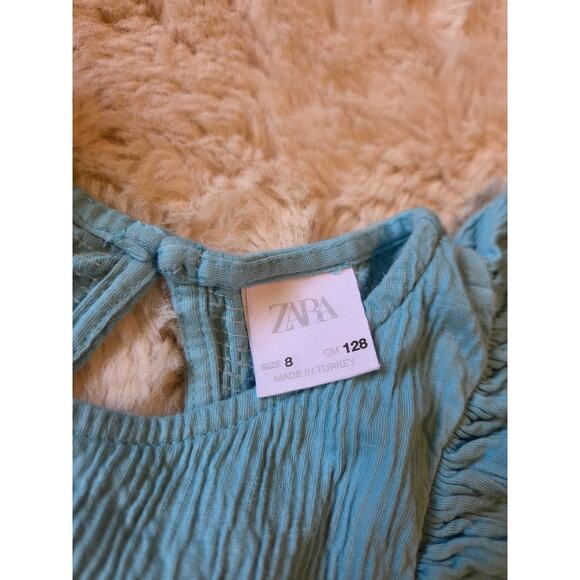 Zara Ruffle blue keyhole back girls size 8 dress - Picture 2 of 4